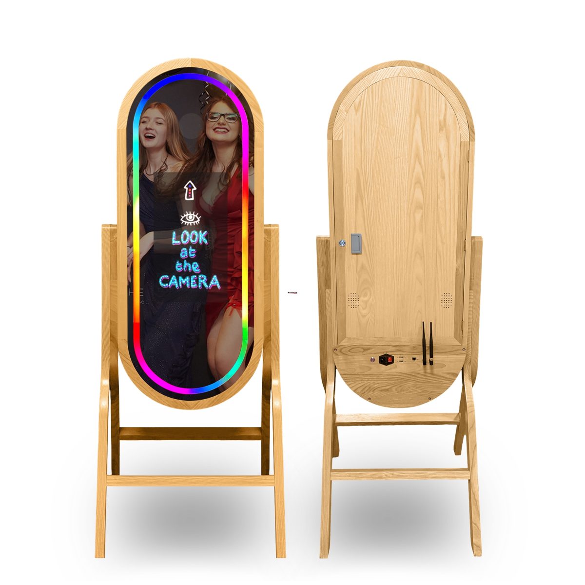 Wooden oval photo booth